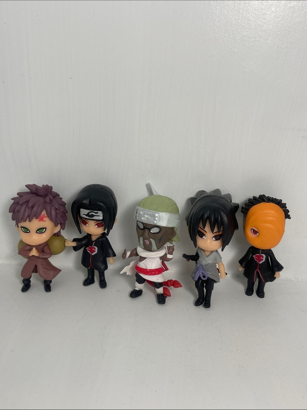 Naruto Anime Mini Figure Set - Black, Orange, Brown, Green, Gray